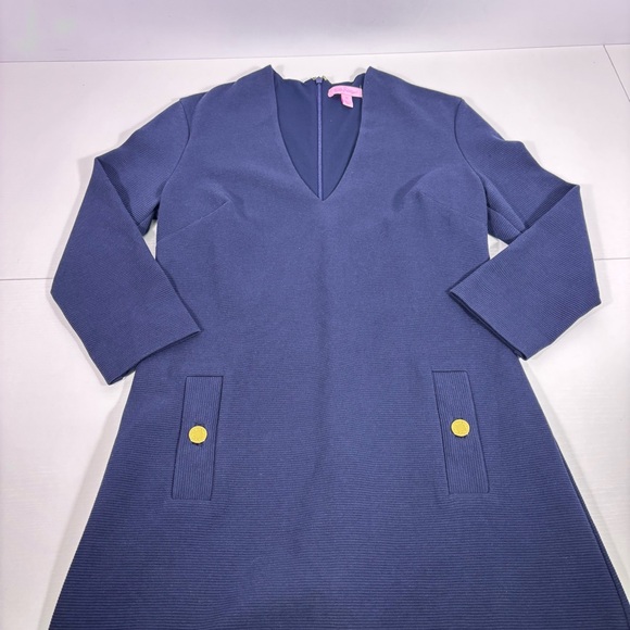 Lilly Pulitzer Navy 3/4 Length Sleeve Dress Size Medium - Picture 4 of 8